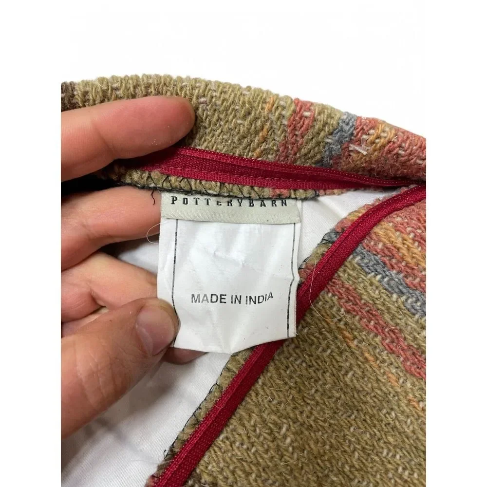 Pottery Barn Serape Stripe Lumbar Pillow Cover Plus Down Insert Wool 12